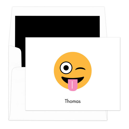 White Silly Emoji Folded Note Cards